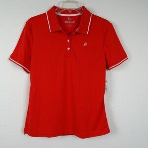 Dink Up Brand Polo Shirt Women's Size S Red Wine Bottle Logo Short Sleeve